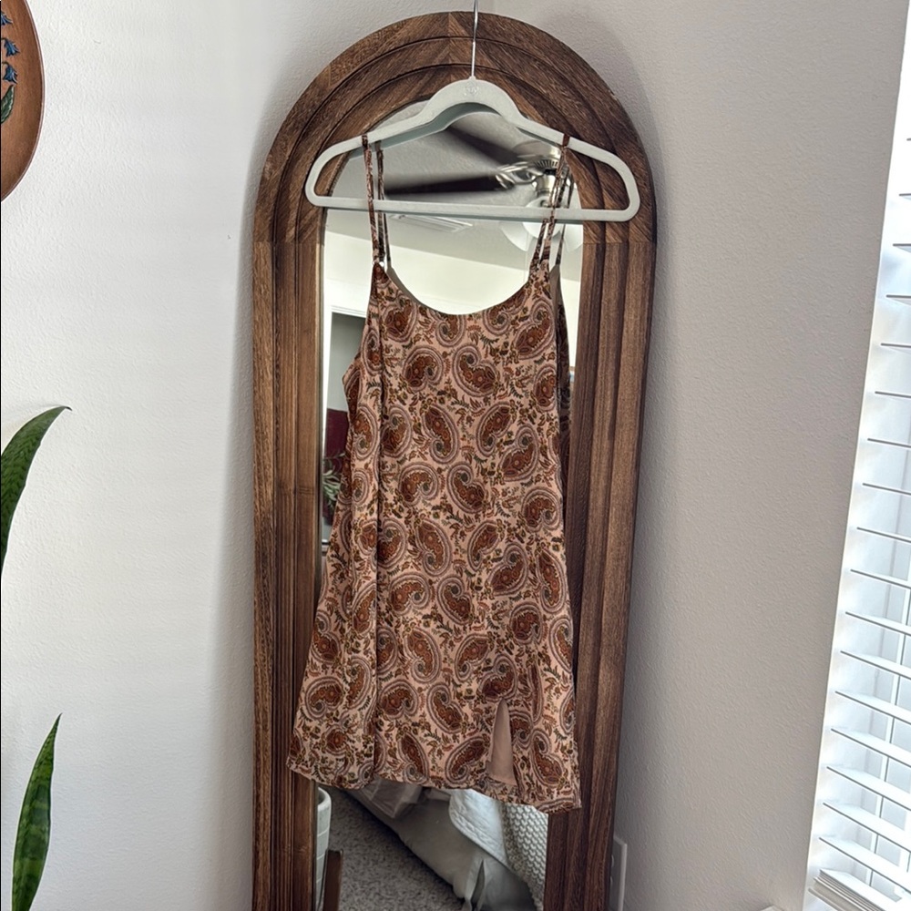 12th Tribe Brown Paisley mini dress